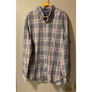 Saddlebred Gray/Purple Button Up Casual Long Sleeve Shirt Size XL NWOT